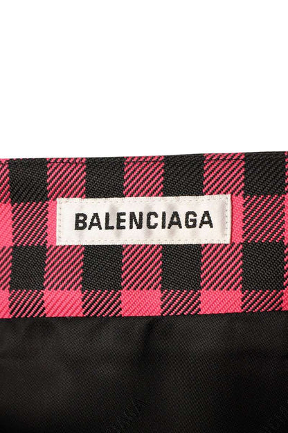 Balenciaga Pink & Black Check Button Skirt Size 36