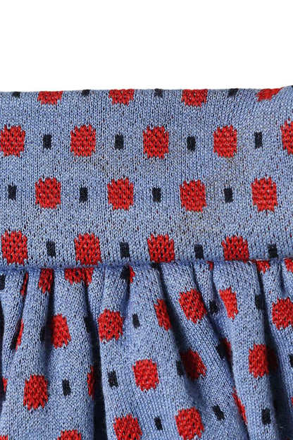 Miu Miu Back Ribbon Dot Pattern Skirt Blue Cotton Size XS