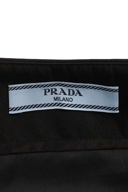 Prada Black Re-Nylon Triangle Logo Mini Skirt Size 38