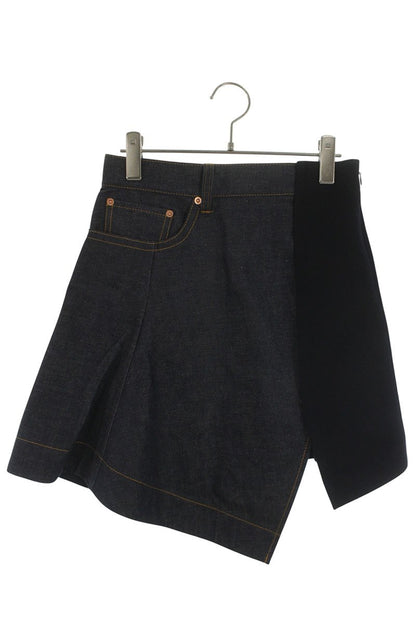 Sacai Denim Wool Melton Skirt Indigo Black