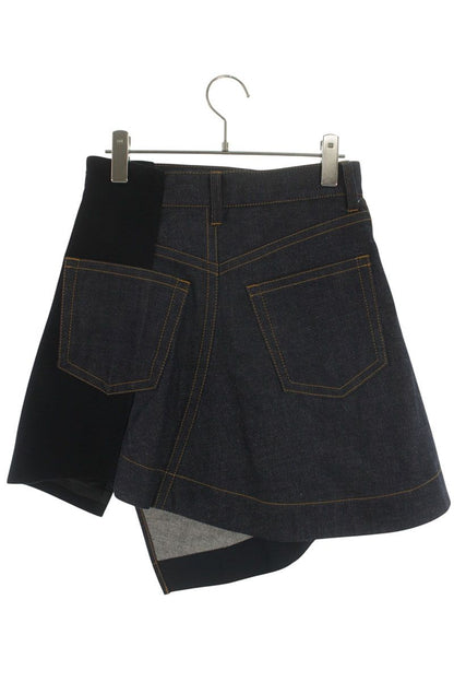 Sacai Denim Wool Melton Skirt Indigo Black