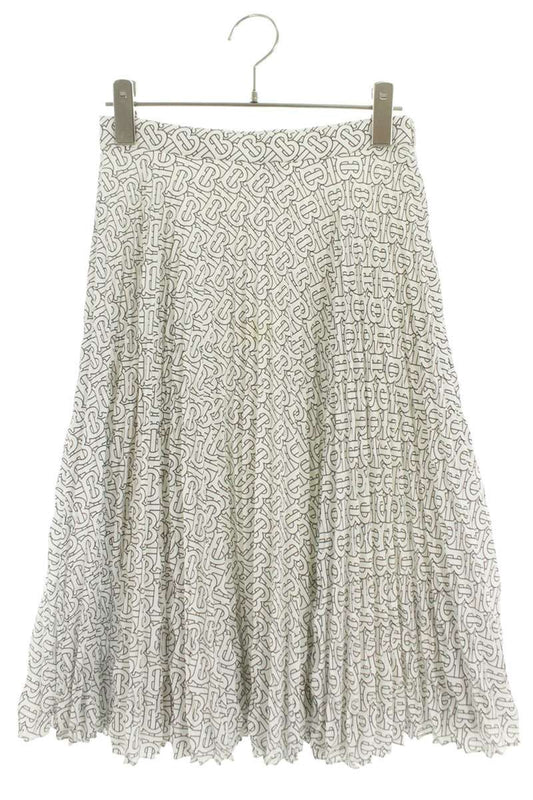 Burberry TB Monogram Skirt White Black Size 36