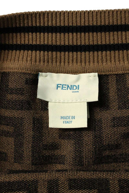 Fendi Zucca FF Logo Knit Mini Skirt Beige Black Size 12A