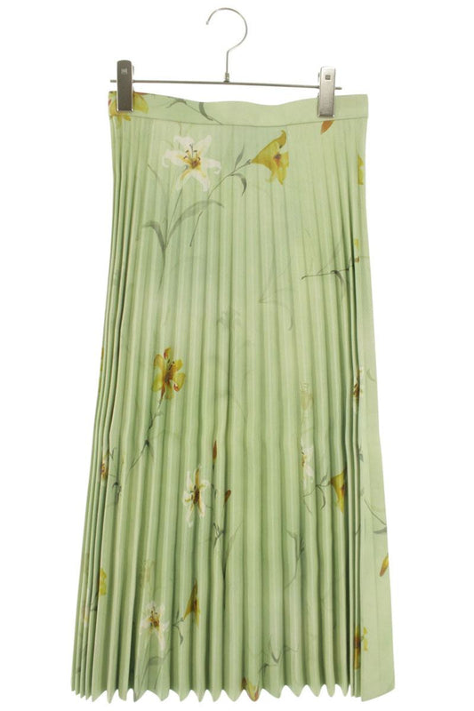 Balenciaga Green Floral Leather Skirt Size 36