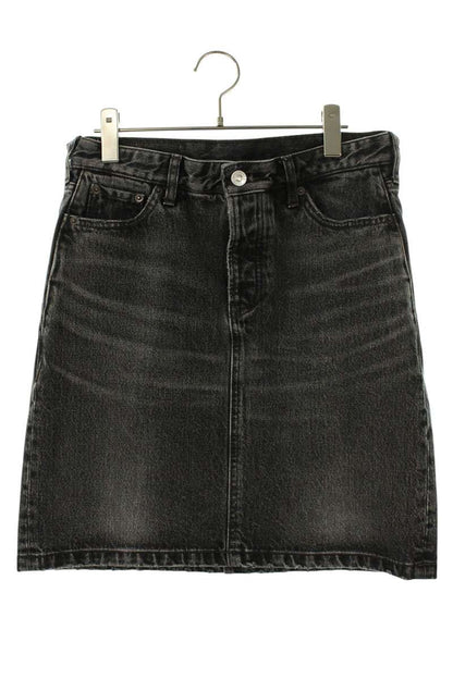 Balenciaga Black Side Zip Denim Skirt Size 38