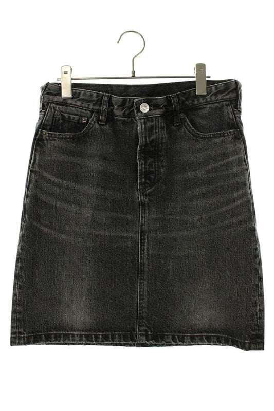 Balenciaga Black Side Zip Denim Skirt Size 38