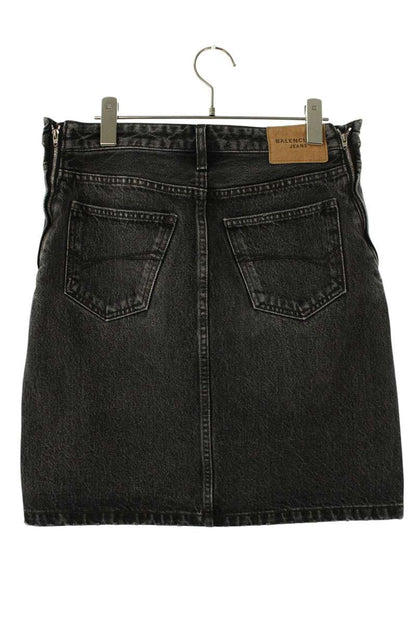 Balenciaga Black Side Zip Denim Skirt Size 38