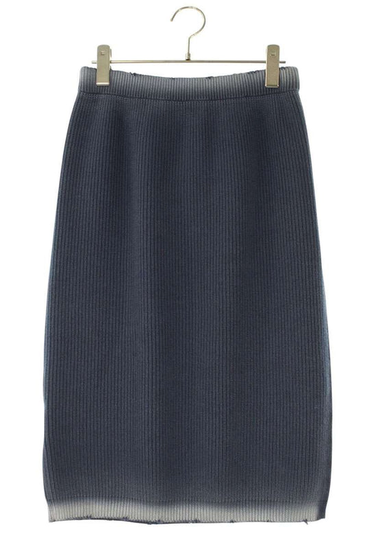 Miu Miu Logo-Patch Vintage Wash Slit Skirt Navy Size 38