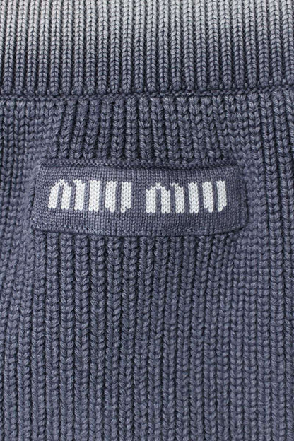 Miu Miu Logo-Patch Vintage Wash Slit Skirt Navy Size 38