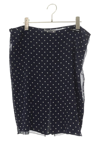 Miu Miu Dot Silk Skirt Navy White Size 44