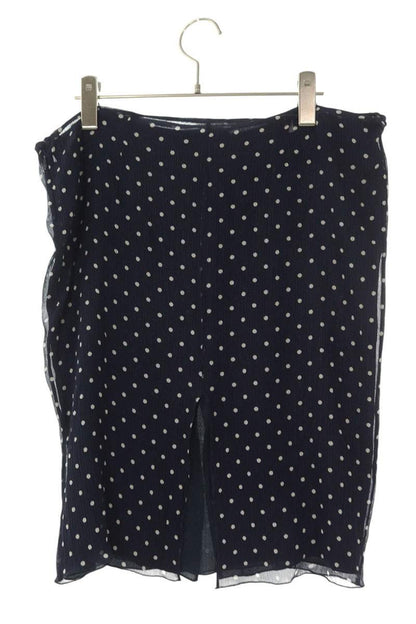 Miu Miu Dot Silk Skirt Navy White Size 44