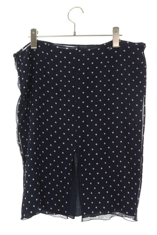Miu Miu Dot Silk Skirt Navy White Size 44