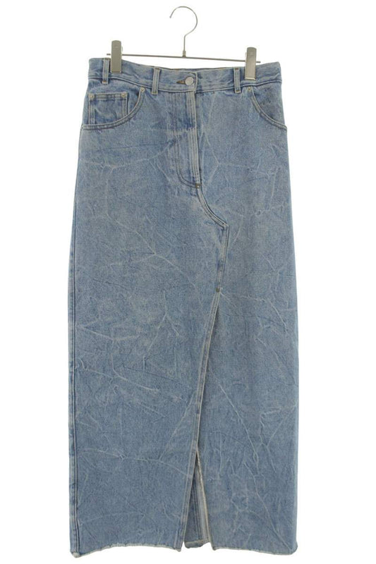 Dries Van Noten Light Blue Denim Slit Maxi Skirt Size 36