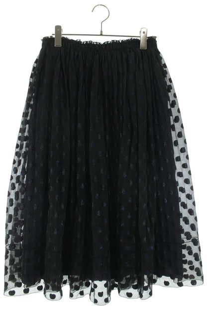 Vintage Dot Gathered Skirt Black Navy Size 36