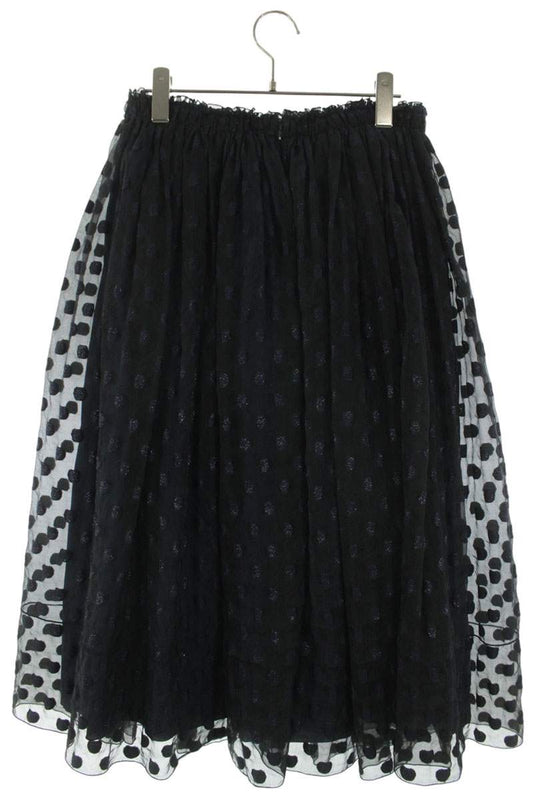 Vintage Dot Gathered Skirt Black Navy Size 36