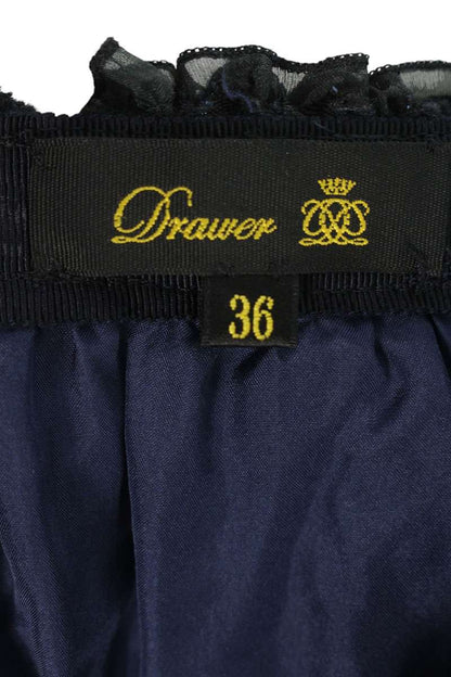 Vintage Dot Gathered Skirt Black Navy Size 36