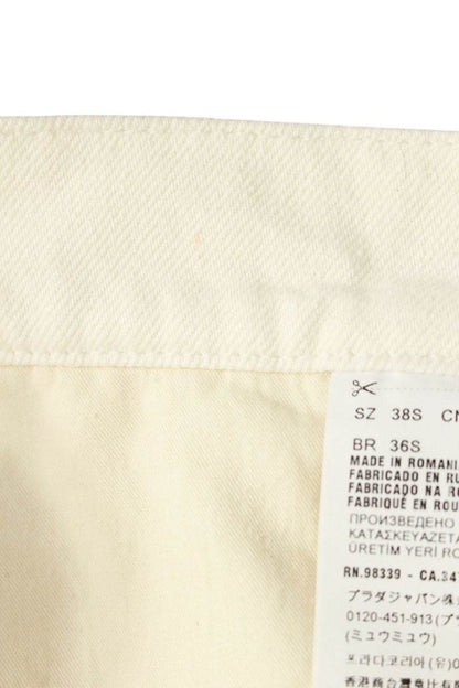 Prada White Triangle Logo Plate Denim Skirt Size 38