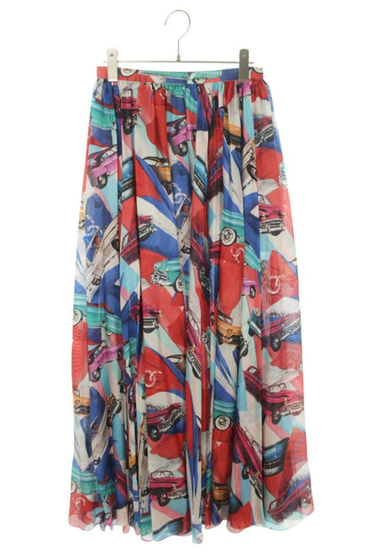 Chanel Patterned Multi Silk Skirt Size 36