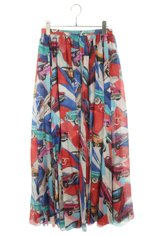 Chanel Patterned Multi Silk Skirt Size 36