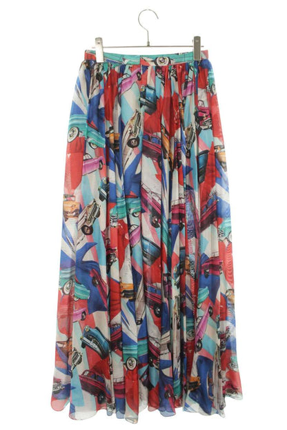 Chanel Patterned Multi Silk Skirt Size 36