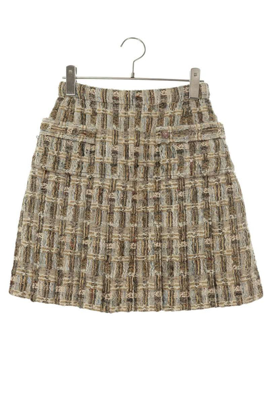 Chanel Beige Tweed Pleated Skirt Size 34