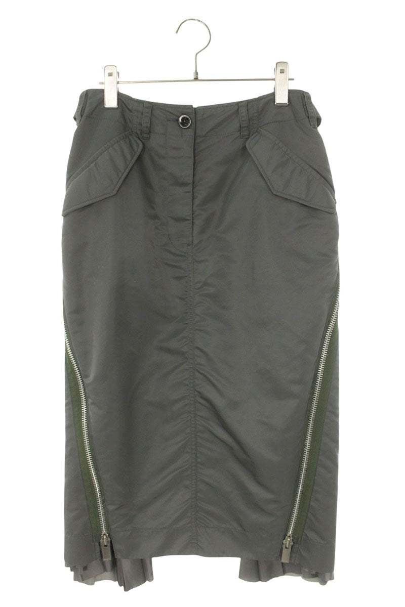Sacai Gray Side Zip Nylon Skirt Size 2