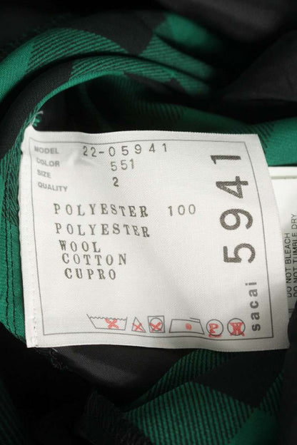 Sacai Green x Black Buffalo Check Maxi Skirt Size 2
