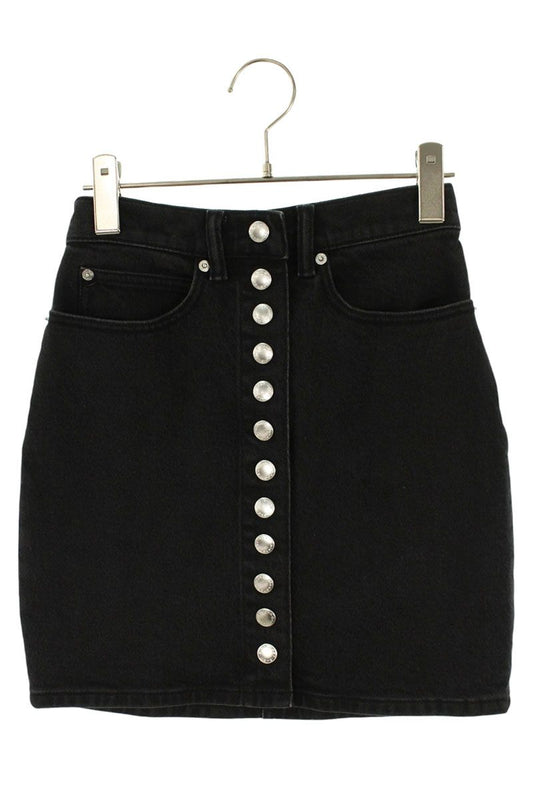 Alexander Wang Button Design Denim Skirt Black Size 24