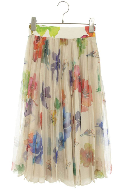 Off-White Floral Print Sheer Midi Skirt Multi Size 38