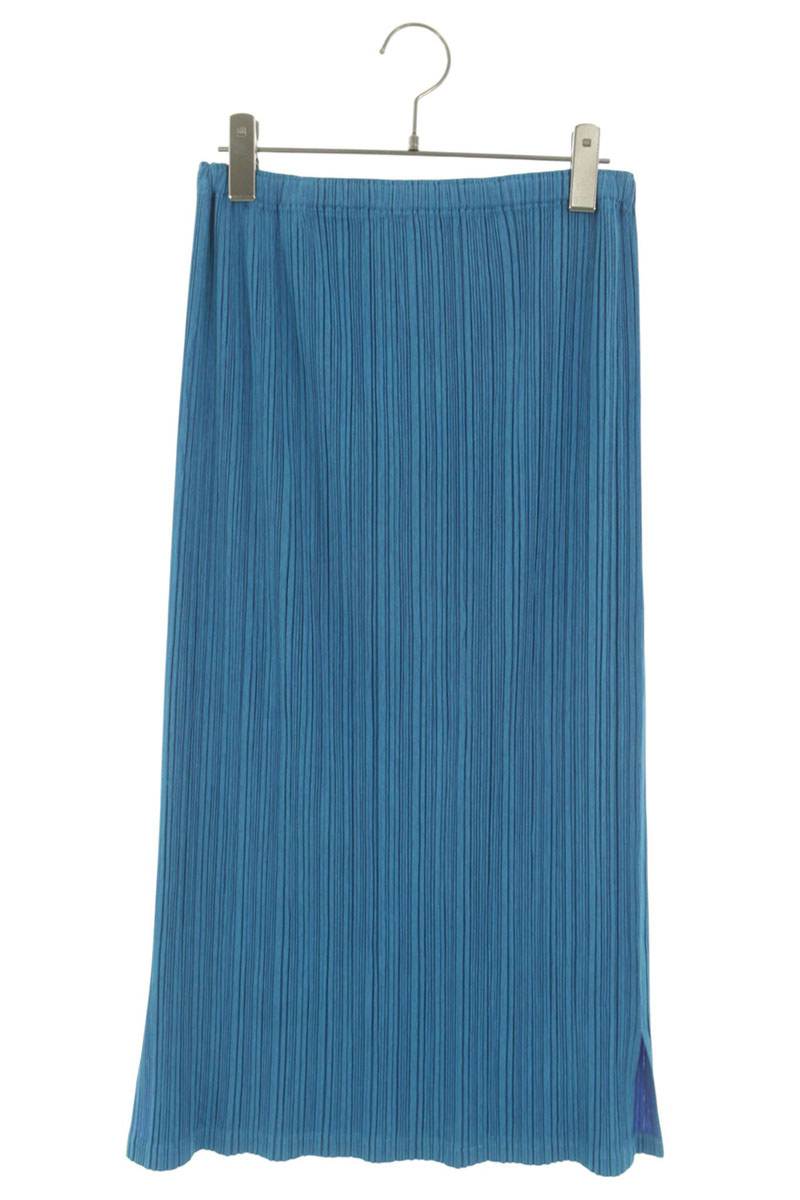 Vintage Blue Pleated Polyester Maxi Skirt Size 5
