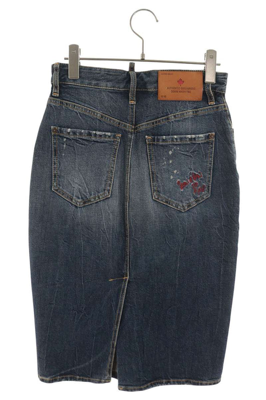 Dsquared2 Distressed Indigo Denim Skirt Size 38