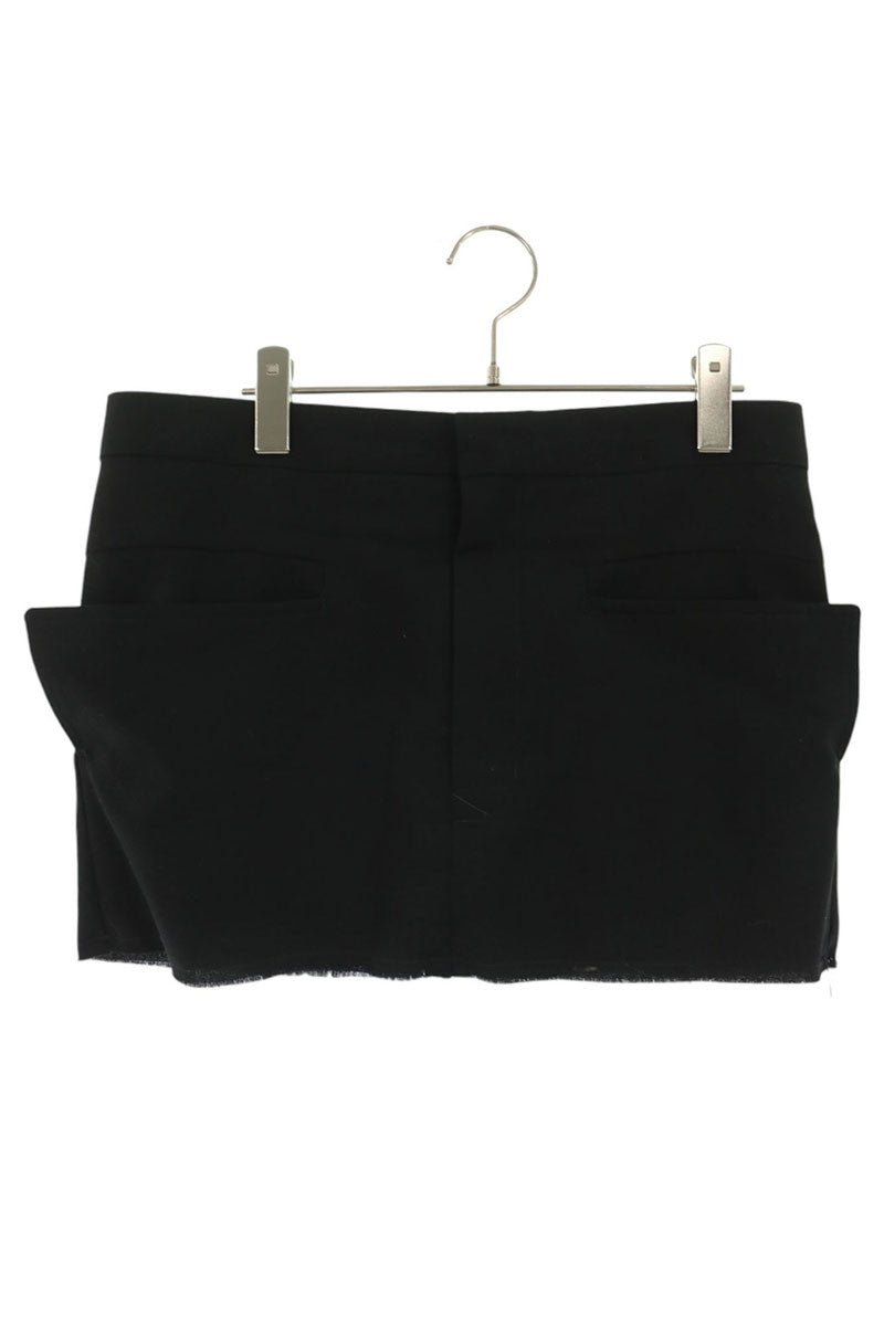 Rick Owens Black Cut-Off Wool Mini Skirt Size 40