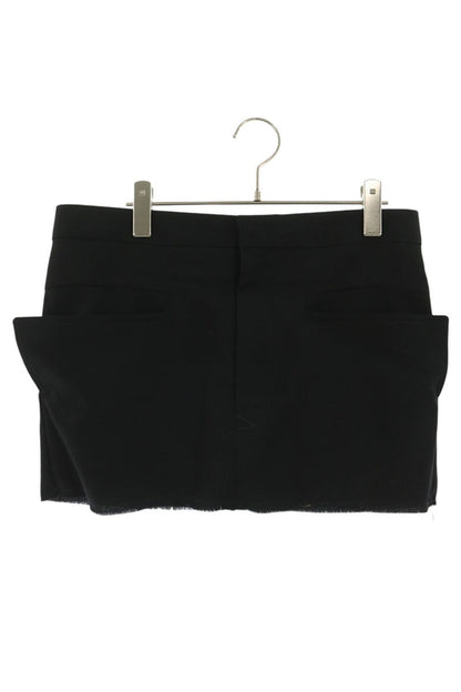 Rick Owens Black Cut-Off Wool Mini Skirt Size 40