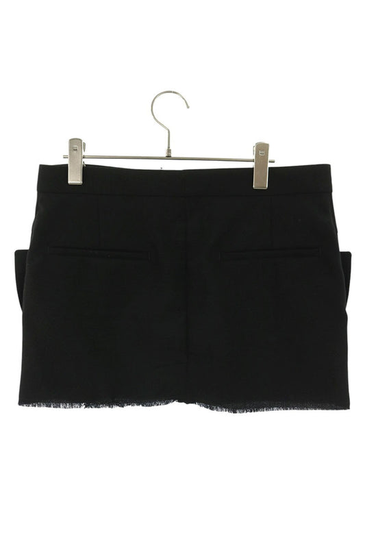 Rick Owens Black Cut-Off Wool Mini Skirt Size 40