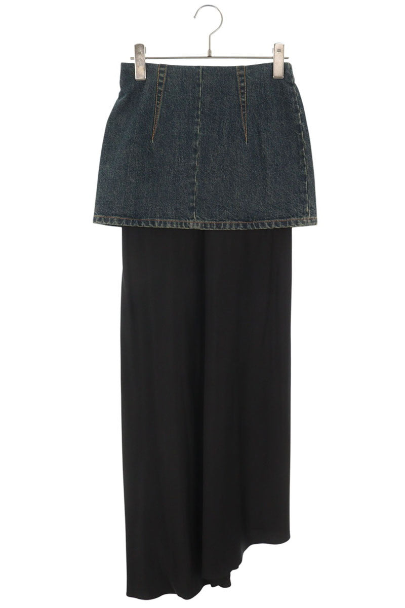 Maison Margiela 23AW Denim Satin Layered Midi Skirt Size 38