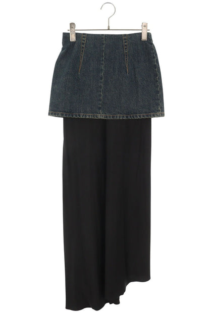 Maison Margiela 23AW Denim Satin Layered Midi Skirt Size 38