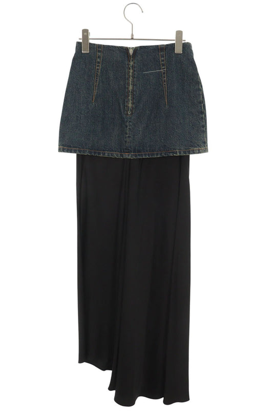 Maison Margiela 23AW Denim Satin Layered Midi Skirt Size 38