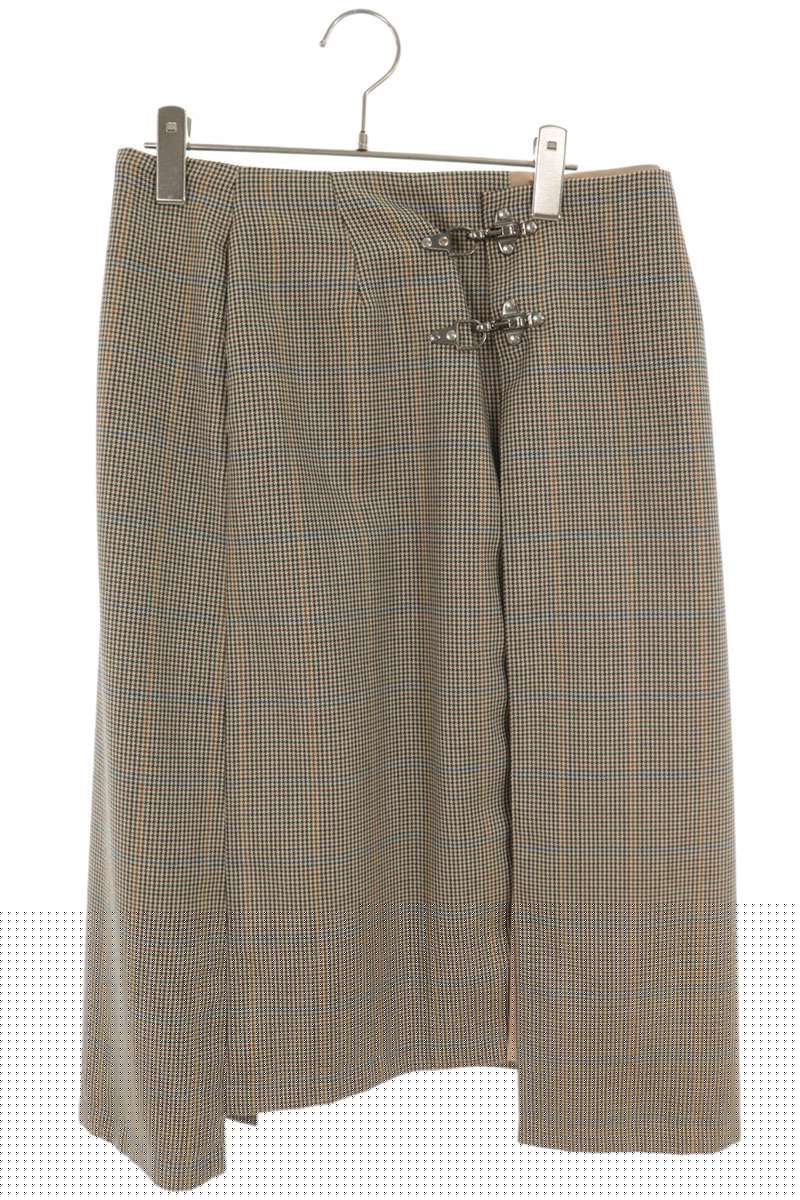 rokh Brown Wool Houndstooth Slit Skirt Size 38