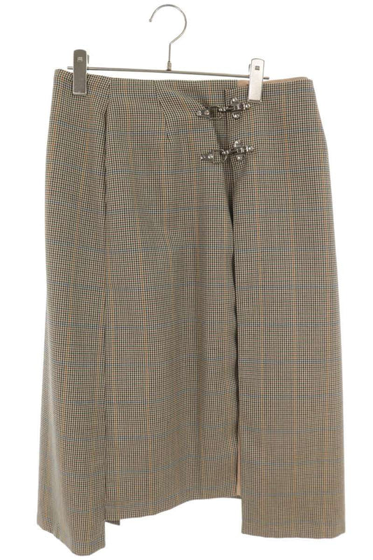rokh Brown Wool Houndstooth Slit Skirt Size 38