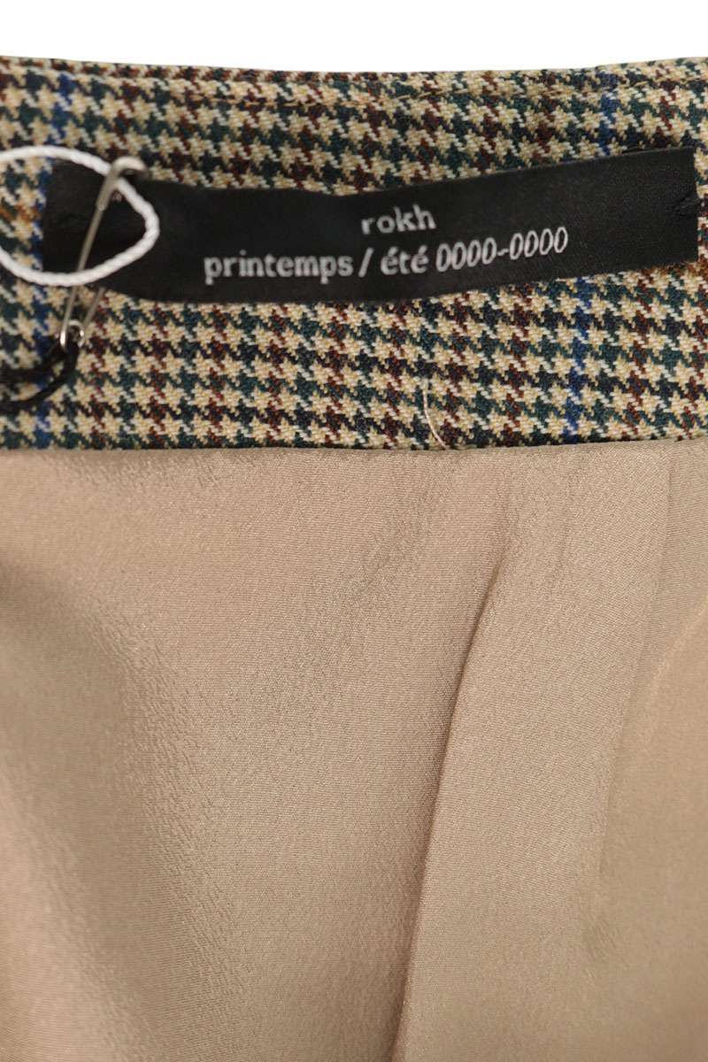 rokh Brown Wool Houndstooth Slit Skirt Size 38