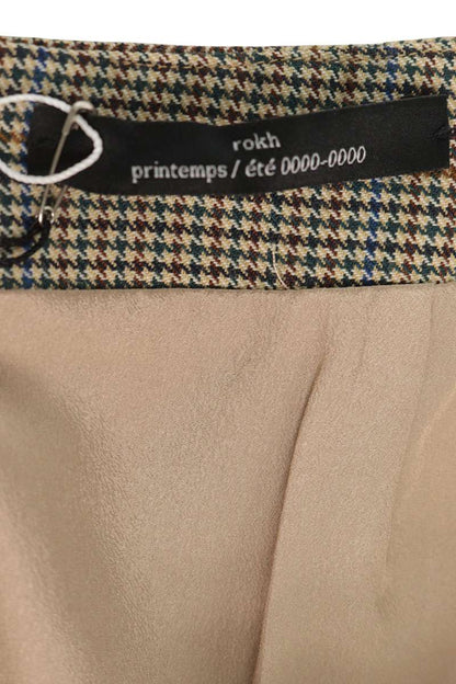 rokh Brown Wool Houndstooth Slit Skirt Size 38