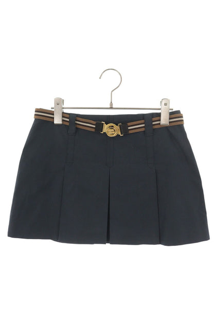 Miu Miu Belted Logo Patch Navy Mini Skirt Size 36