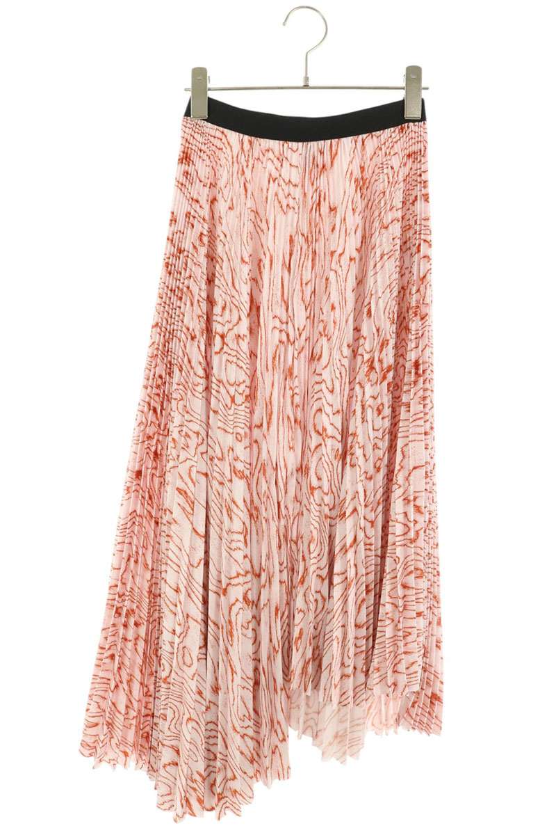 08sircus MOIRE SATIN ASYMMETRY PLEATED SKIRT Pink 25SS