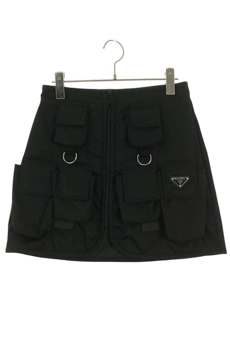 Prada Re-Nylon Multi-Pocket Triangle Logo Skirt Size 40