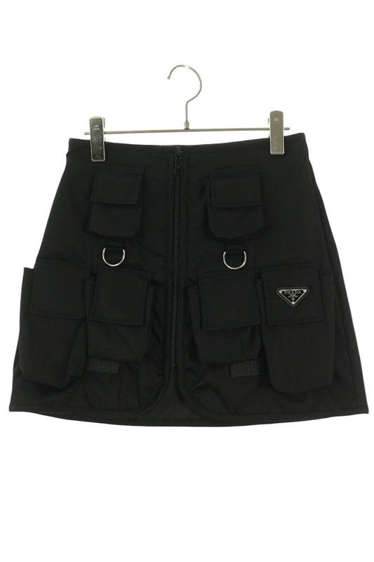 Prada Re-Nylon Multi-Pocket Triangle Logo Skirt Size 40