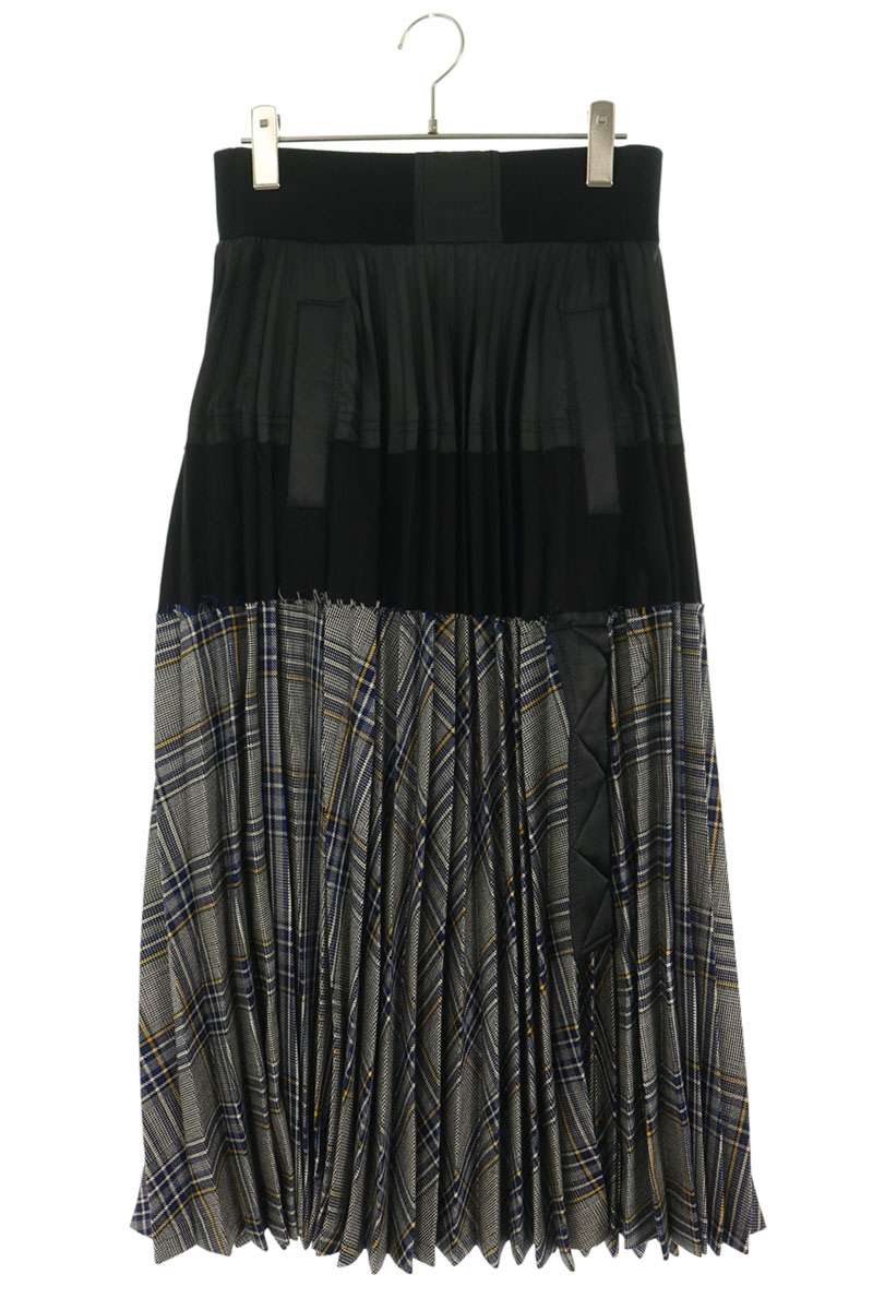 Sacai Plaid Patchwork Docking Midi Skirt Size 2