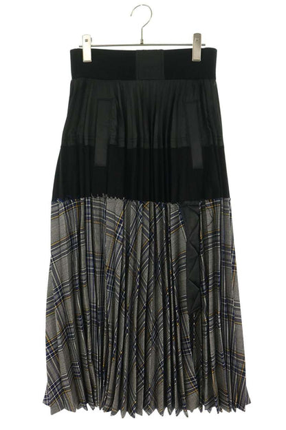 Sacai Plaid Patchwork Docking Midi Skirt Size 2