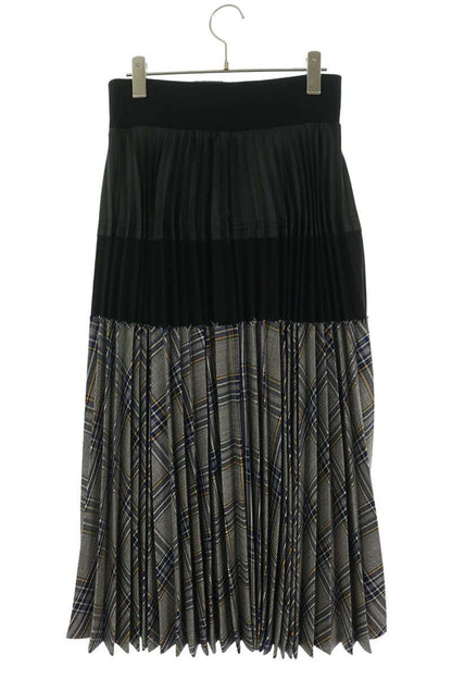 Sacai Plaid Patchwork Docking Midi Skirt Size 2