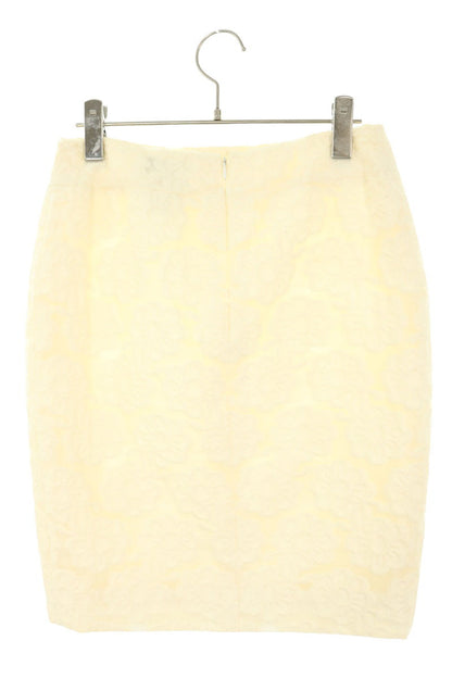 CHANEL Flower Jacquard Skirt White Size 38