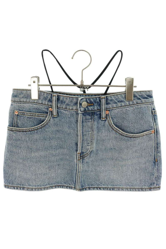 ALEXANDER WANG Rhinestone Charm Denim Skirt Blue Size 26
